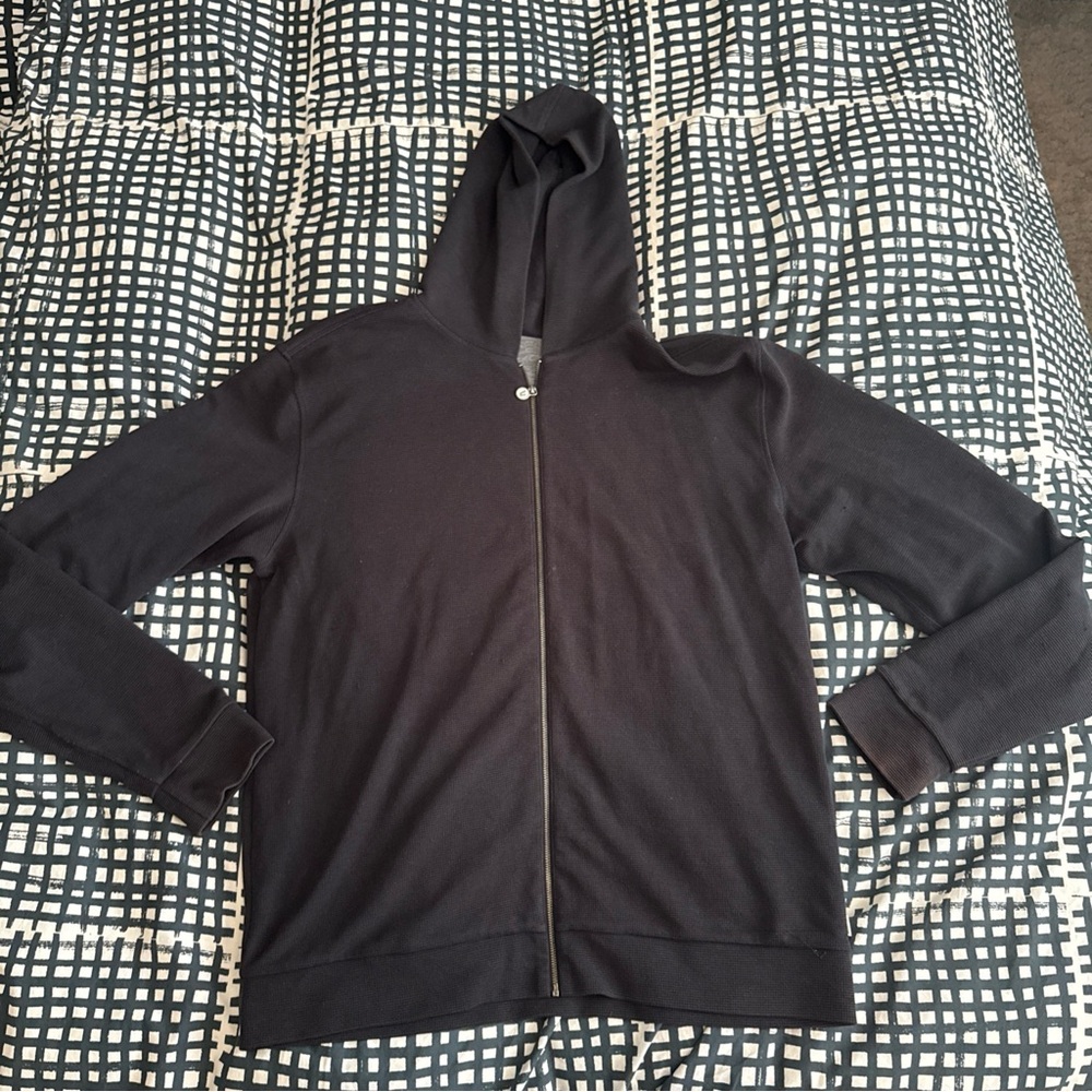 Vuori Mens Performance Waffle Zip Hoodie Black XL